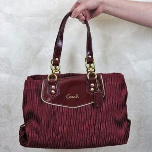 Coach Ashley Gathered Satin/Patent Carryall Tote